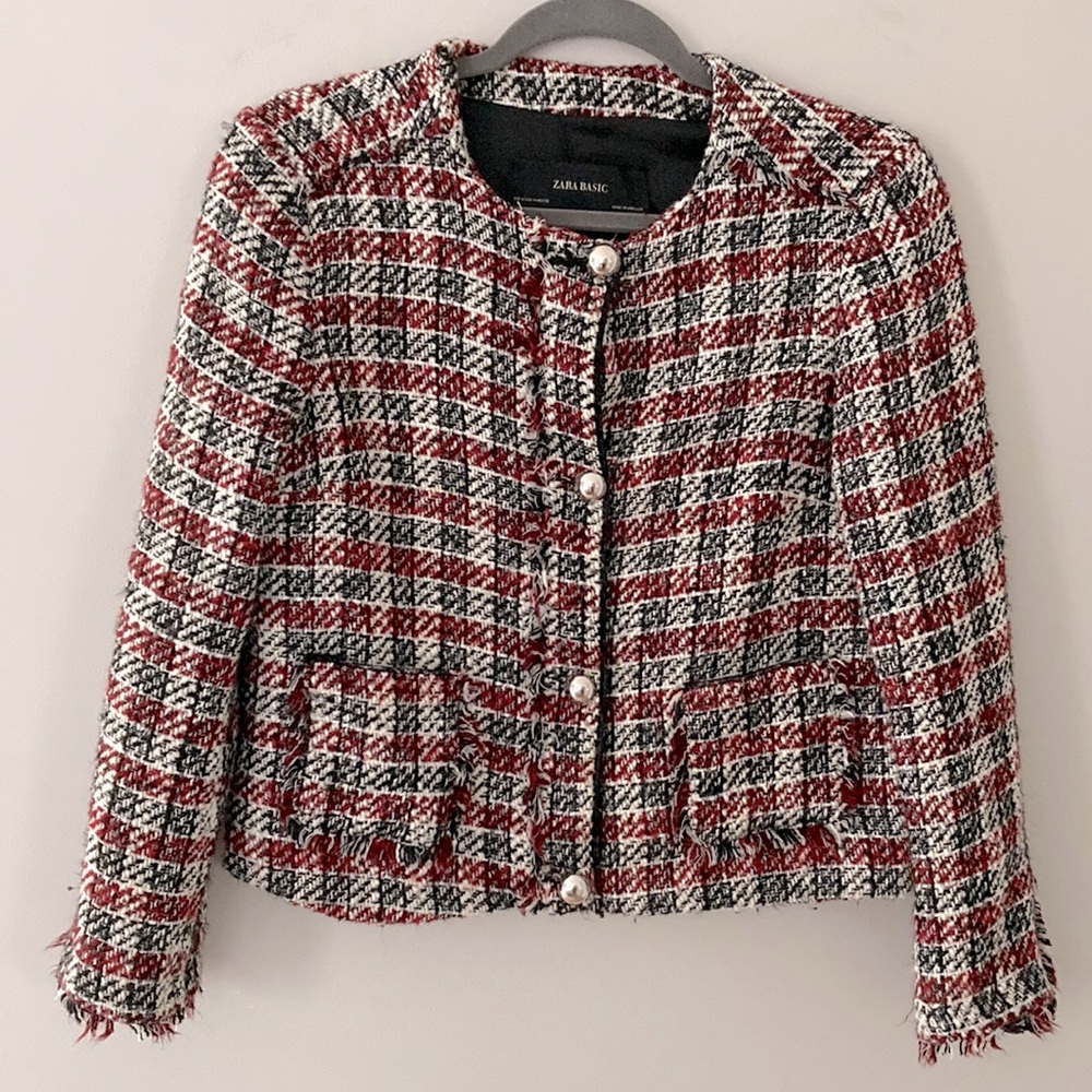 Zara button down Distressed Blazer size Medium
